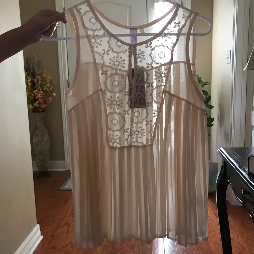 Sheer, pleated blouse